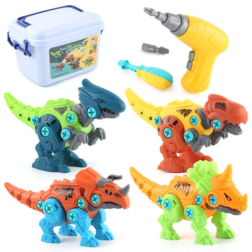 Set de Construcție 4 Dinozauri cu Bormașină Electrică - Poza 1