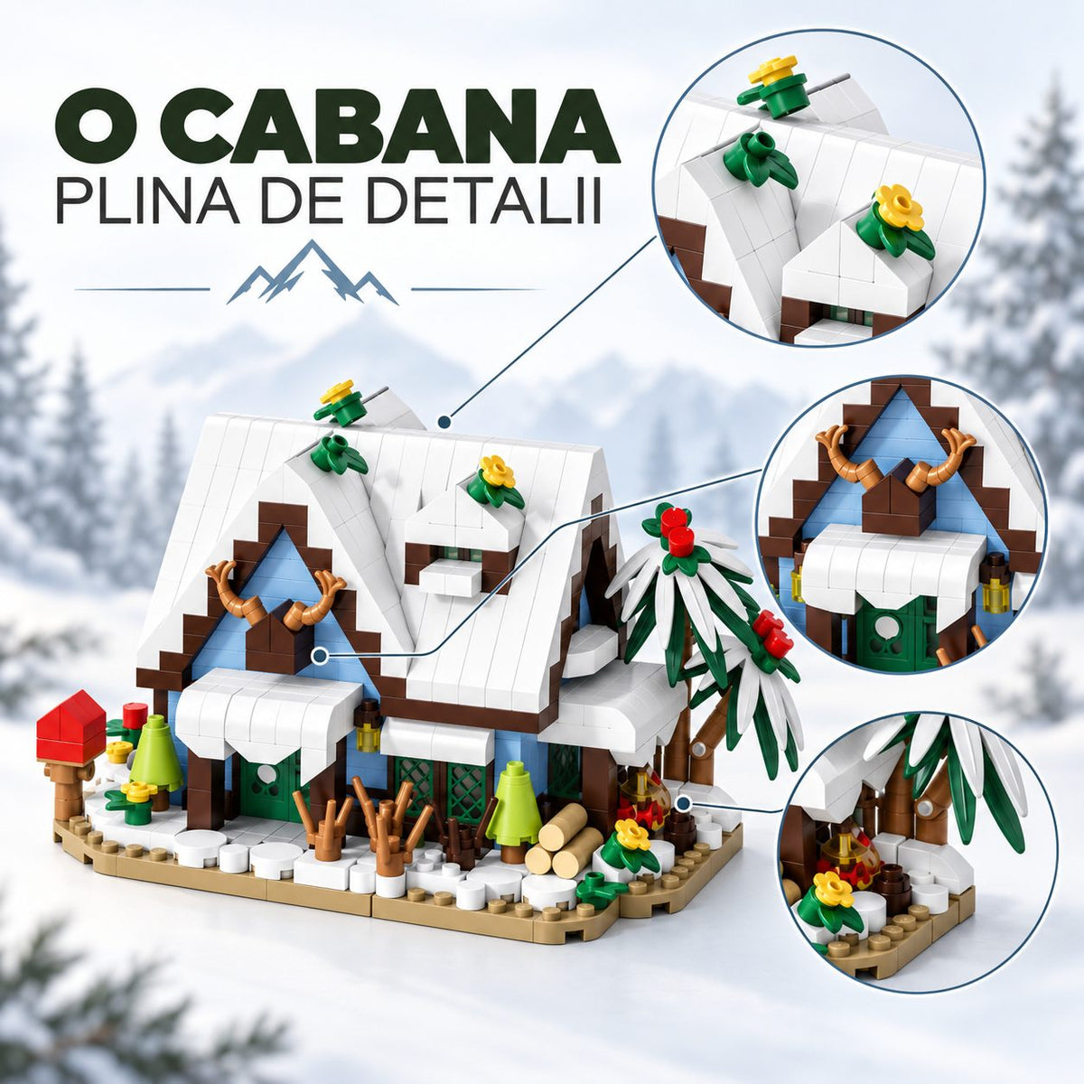 Set de Construcție Căsuță - Cabana de Iarnă (524 piese) - Poza 4