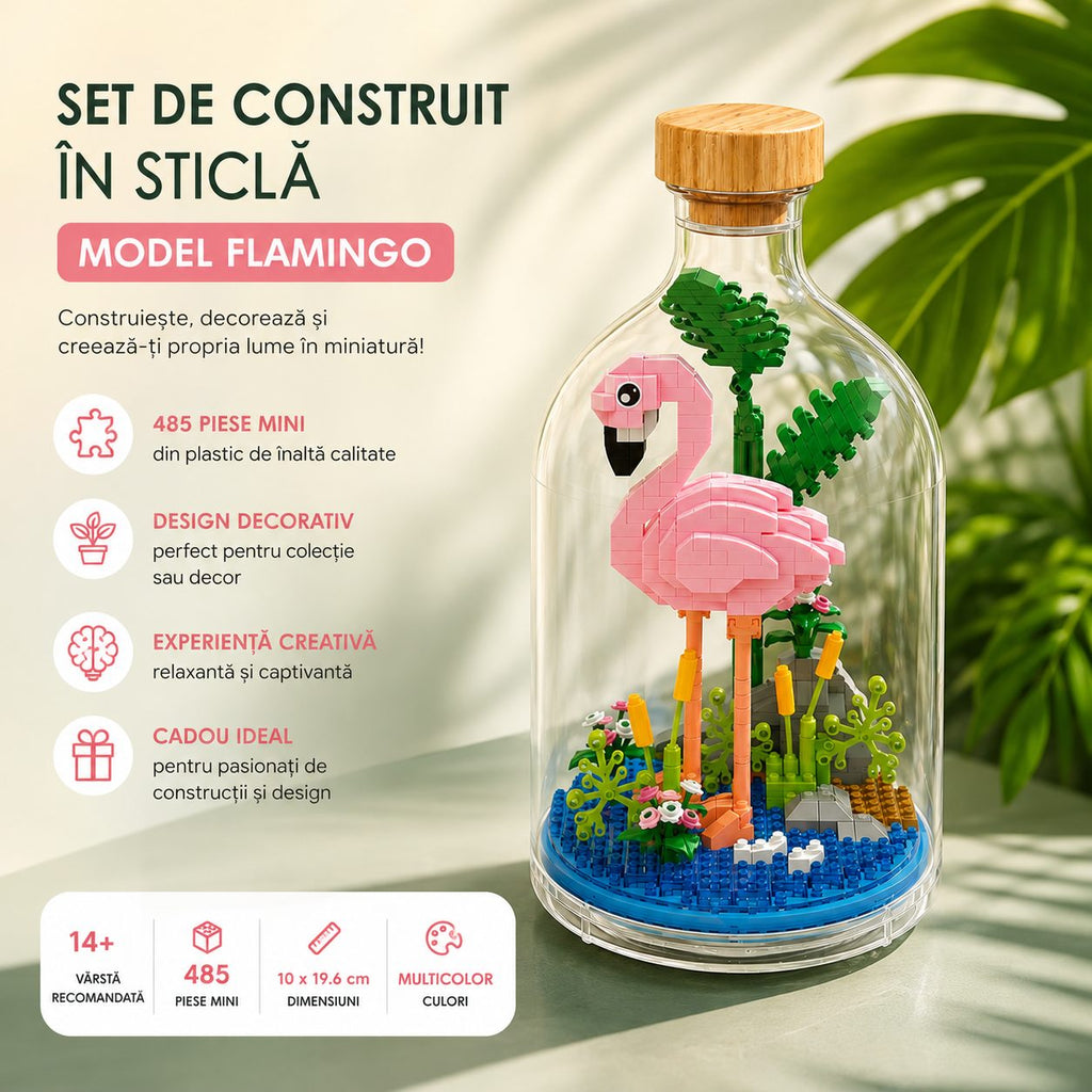 Set de Construit în Sticlă - Flamingo (485 piese) - Poza 3
