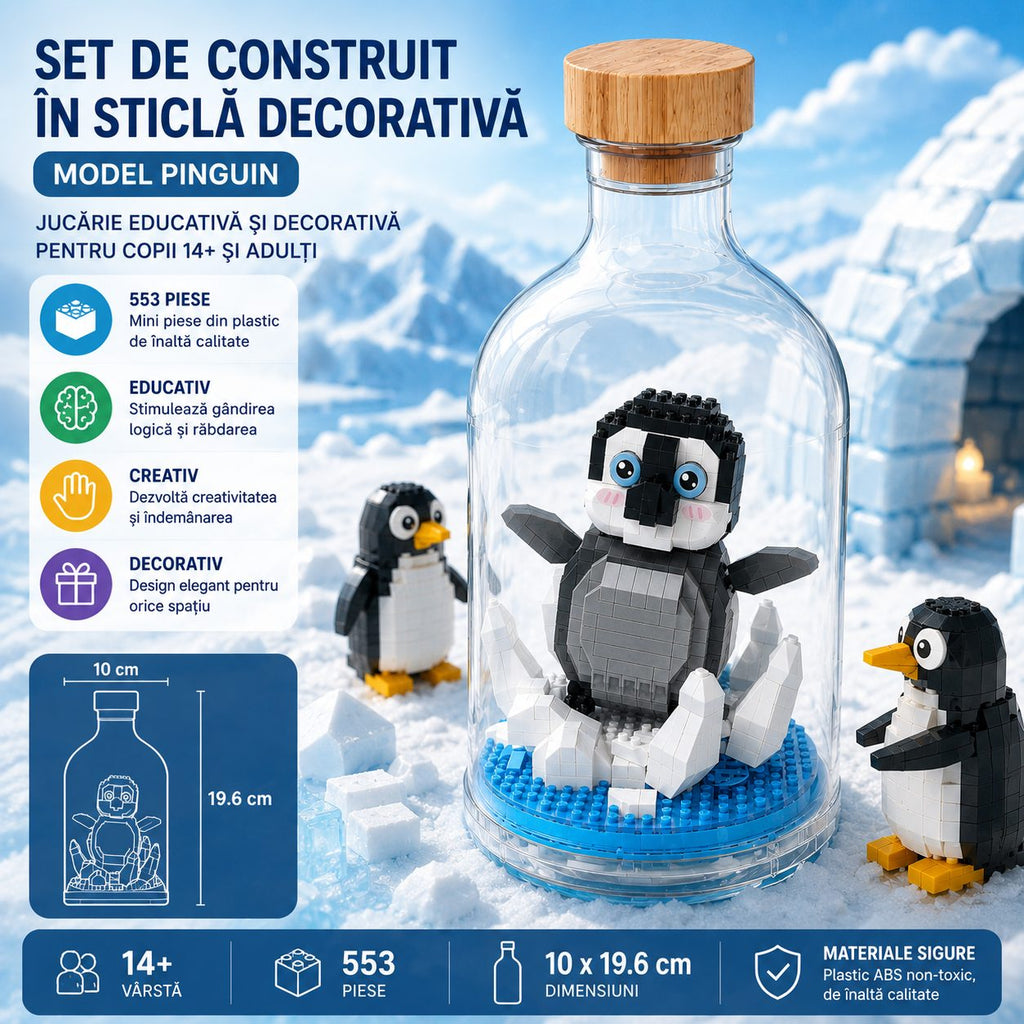 Set de Construit în Sticlă - Pinguin (553 piese) - Poza 3
