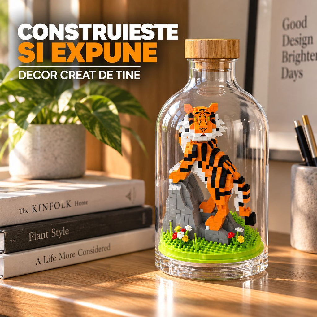 Set de Construit în Sticlă - Tigru (704 piese) - Poza 6