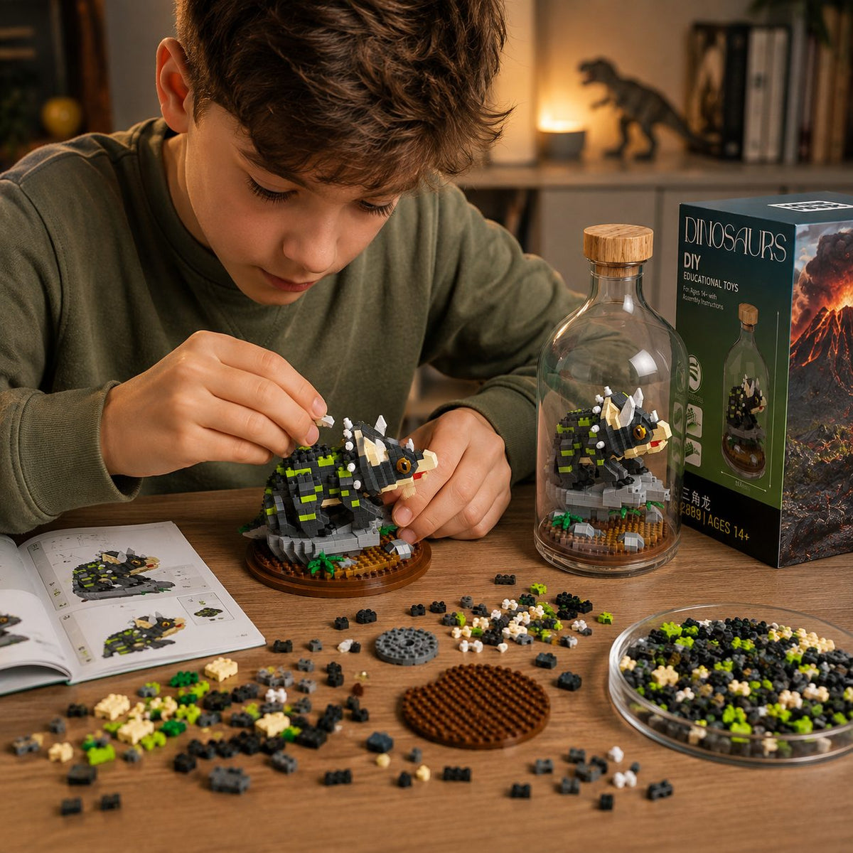 Set de Construit în Sticlă - Triceratops (500 piese) - Poza 5