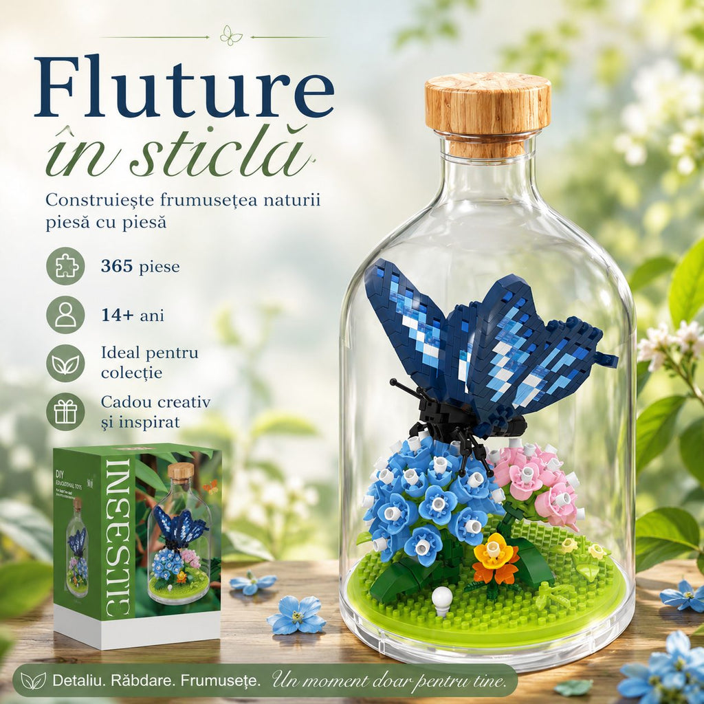 Set de Construit în Sticlă - Fluture Albastru (365 piese) - Poza 3