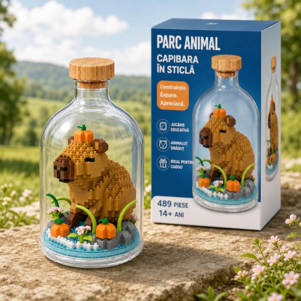 Set de Construit în Sticlă - Capybara (489 piese) - Poza 2