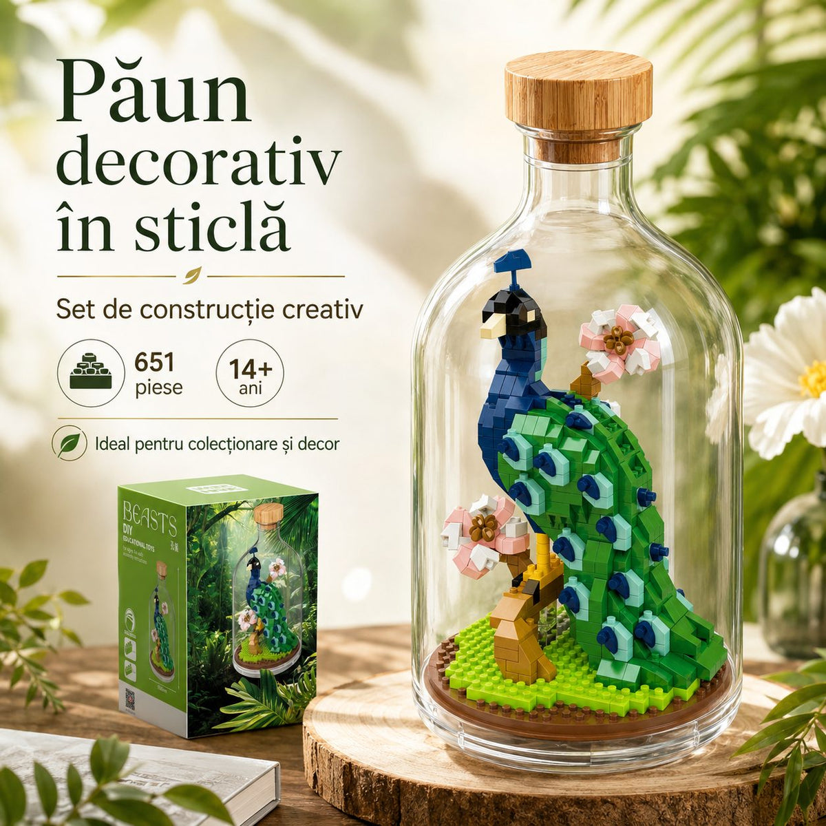 Set de Construit în Sticlă - Păun (651 piese) - Poza 1